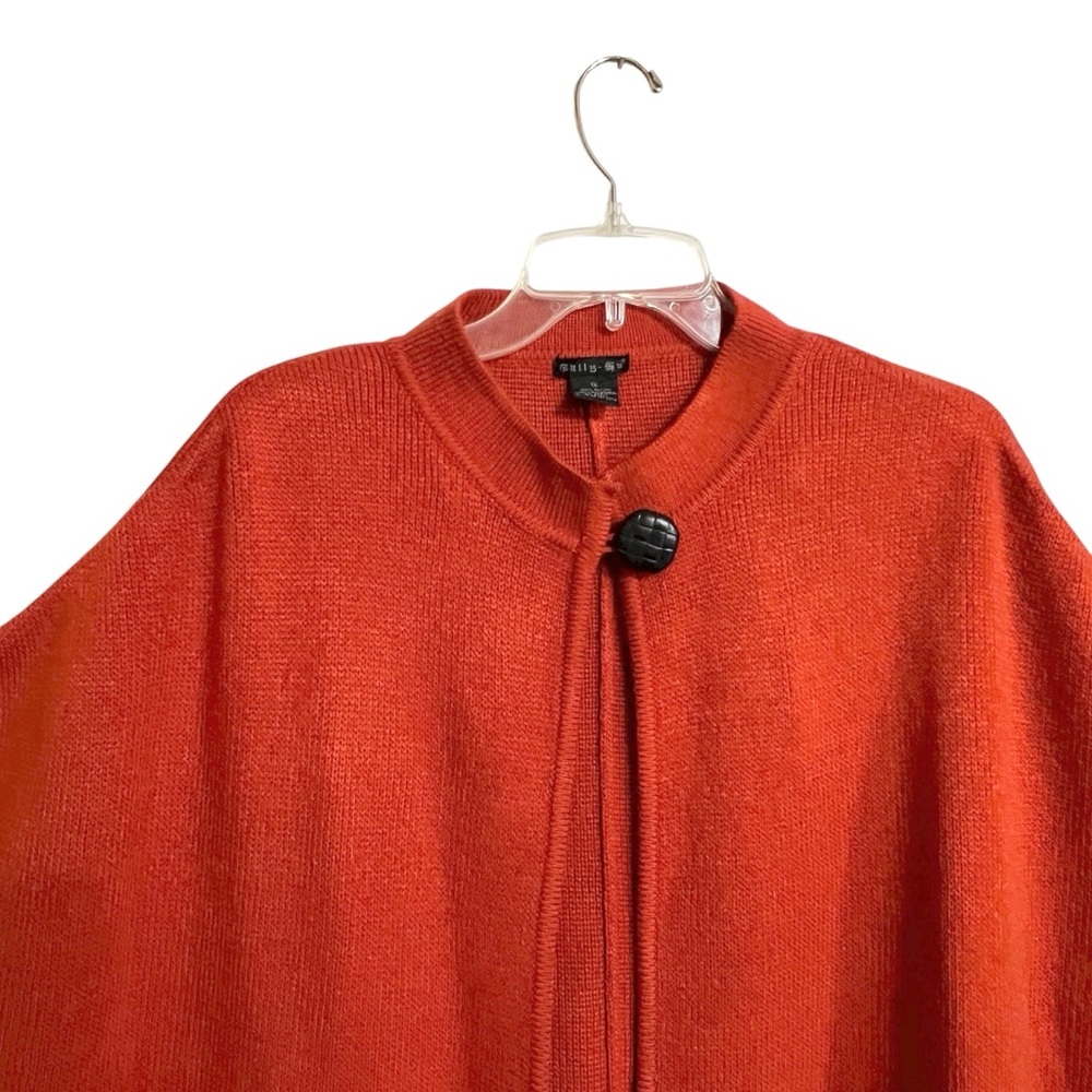 Tally Ho Womens Vintage Lagenlook Cardigan 1X Orange Dolman Oversize Pockets - Picture 3 of 8